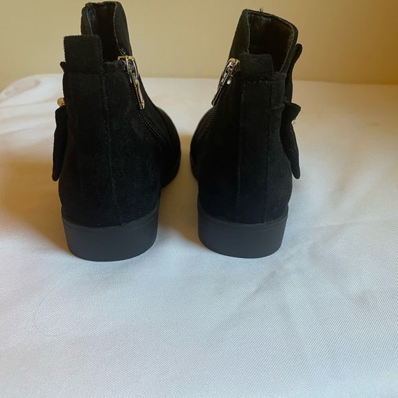 Pandaninjia Clara Black Suede Kids Zip Boots with Bow Detail, NWOT, Size 11 - Picture 10 of 10